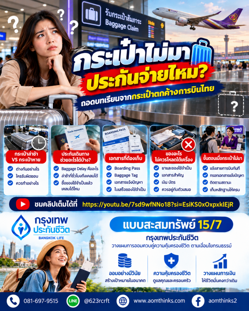 🧳 กระเป๋าไม่มา ประกันจ่ายไหม? ถอดบทเรียนจากกระเป๋าตกค้างการบินไทย