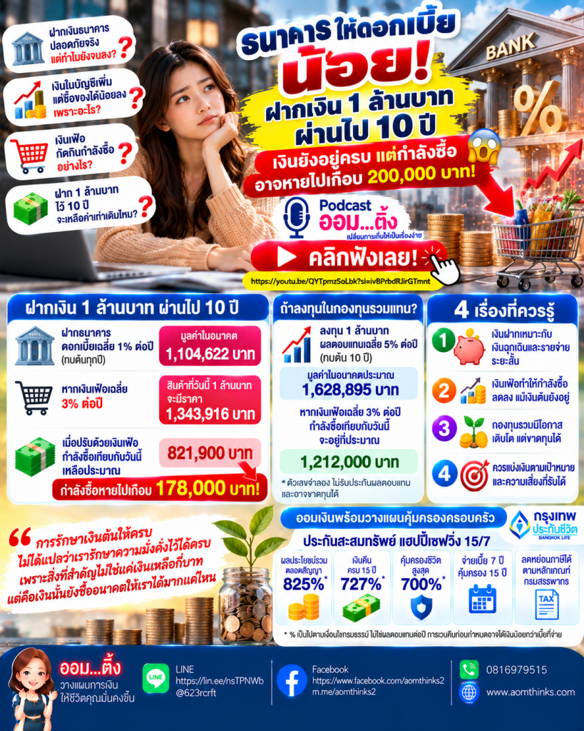 😱💸 ฝากเงิน 1 ล้าน 10 ปี เงินยังอยู่ครบ แต่กำลังซื้อหายเกือบ 2 แสน! จริงหรือ?